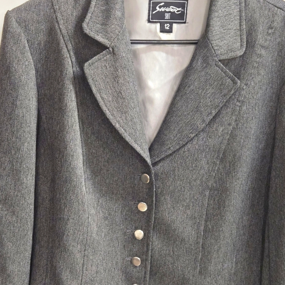 Sweet Suit, Size 12, Gray 2-piece Skirt Suit